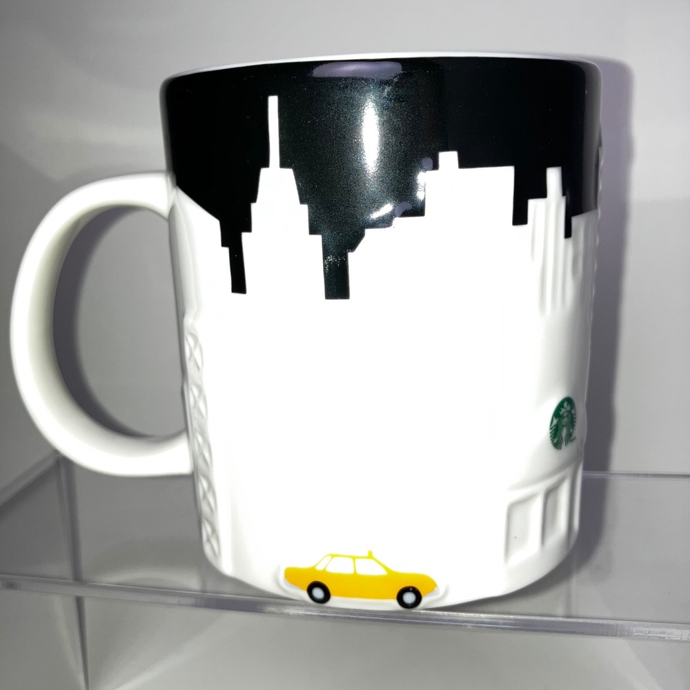 Starbucks New York City NYC Skyline 3D Relief Coffee Mug Taxi Statue of Liberty